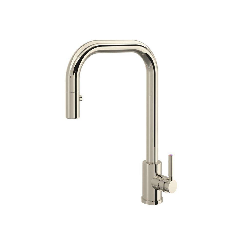 Perrin & Rowe&reg; Polished Nickel Pull Down and Monoblock Kitchen Faucet 
