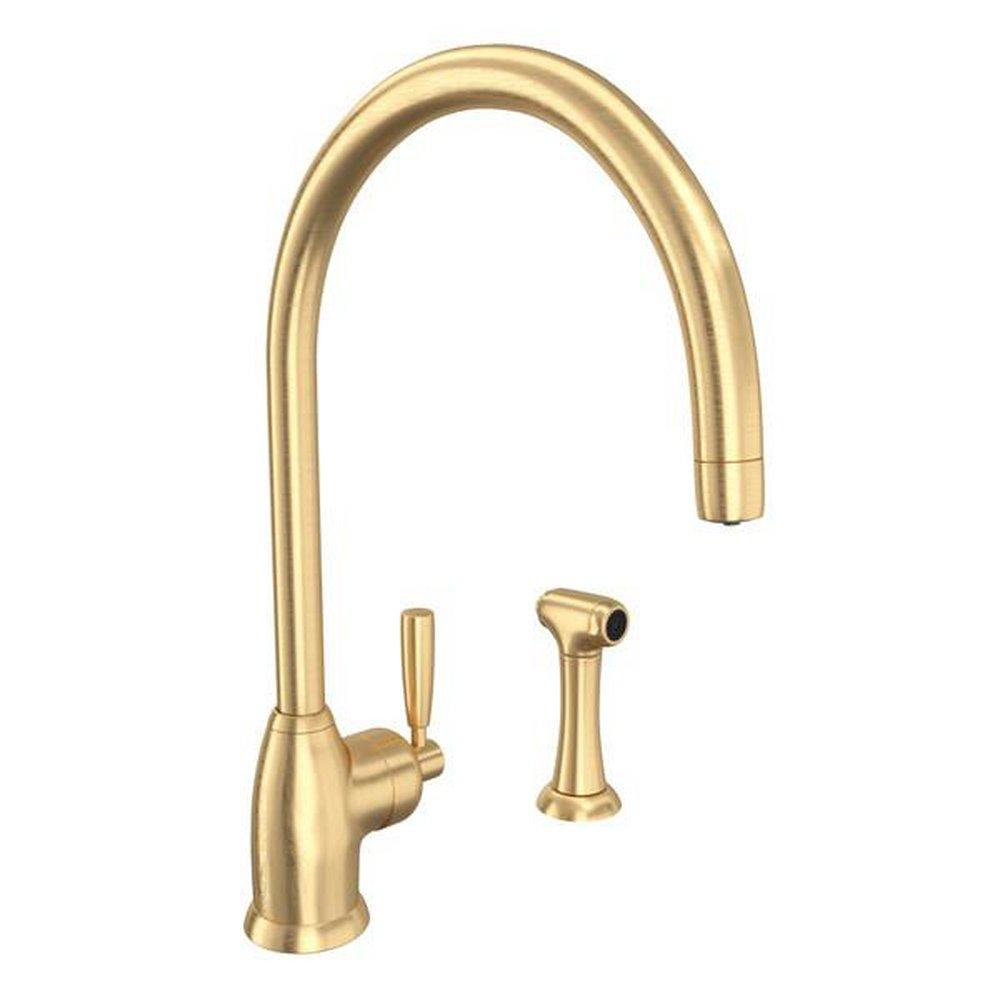 Perrin & Rowe Satin English Gold Monoblock Kitchen Faucet 