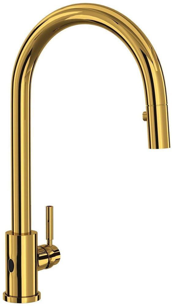 Perrin & Rowe Unlacquered Brass Single Handle Touchless Kitchen Faucet 