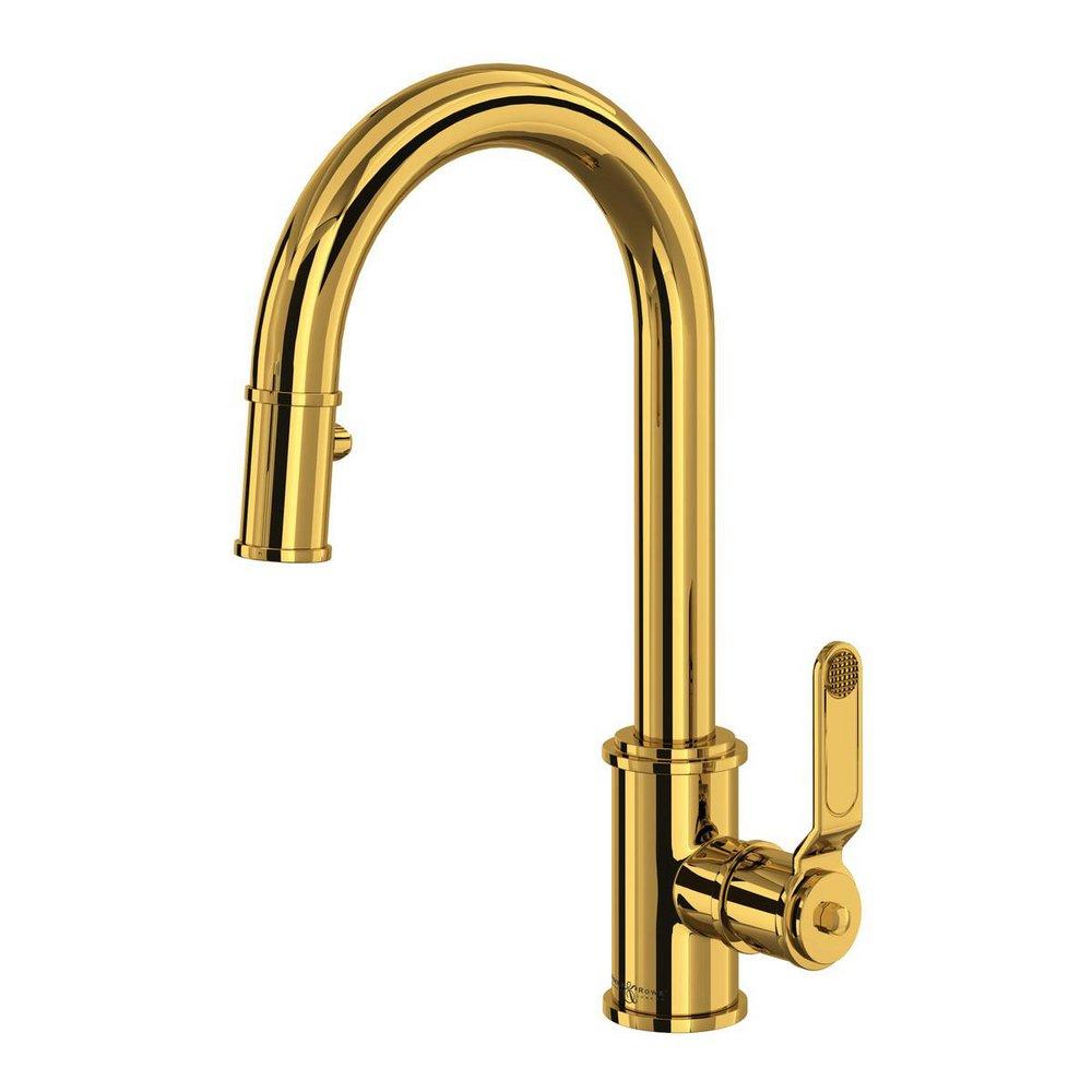 Perrin & Rowe Unlacquered Brass Single Handle Lever Bar Faucet 