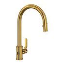 Single Handle Pull Down Touchless Kitchen Faucet in Unlacquered Brass