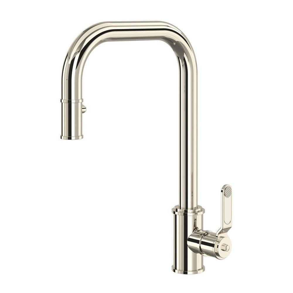 Perrin & Rowe Polished Nickel Pull Down and Monoblock Kitchen Faucet 