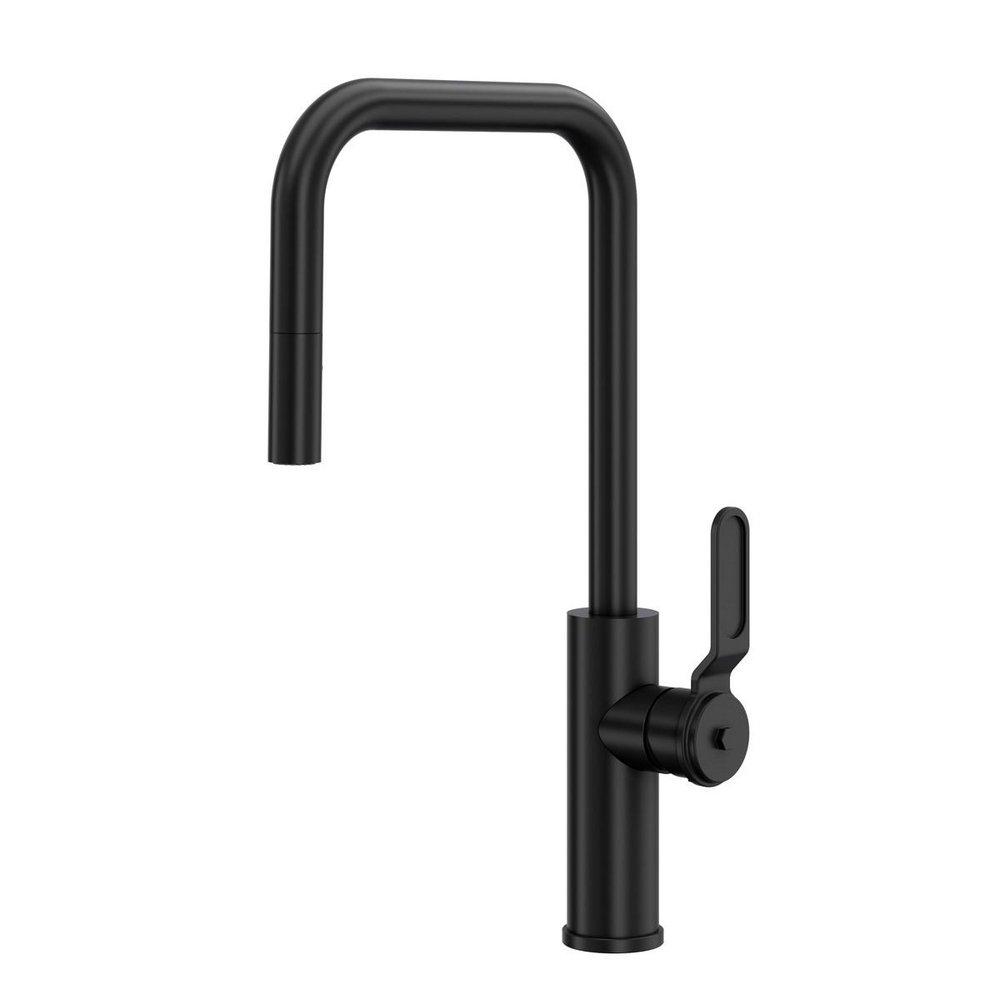 ROHL&reg; Matte Black Pull Down and Monoblock Kitchen Faucet 