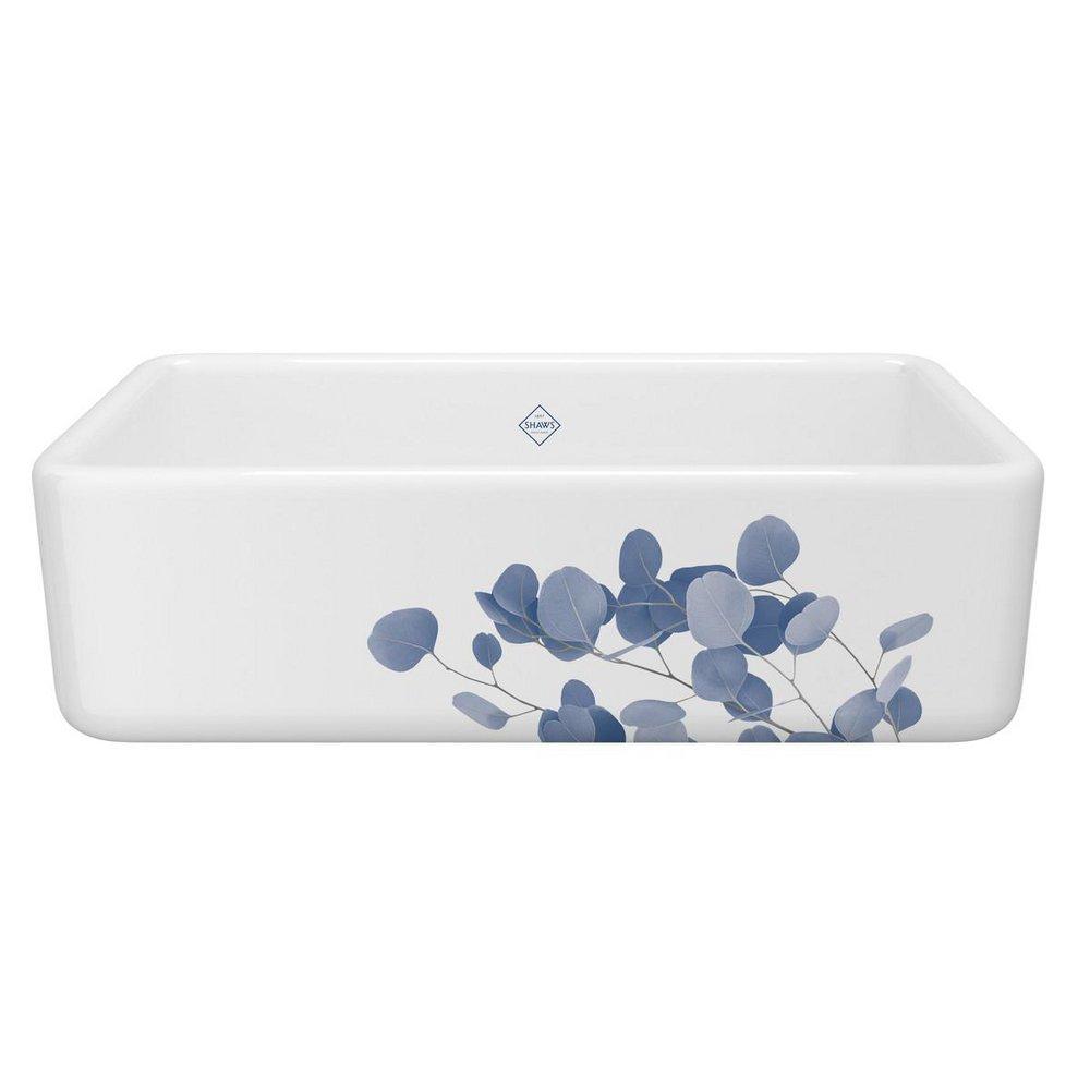 Shaws Eucalyptus Blue Silver 33 x 18 in. 1 Hole Fireclay 1 Bowl Farmhouse Kitchen Sink 