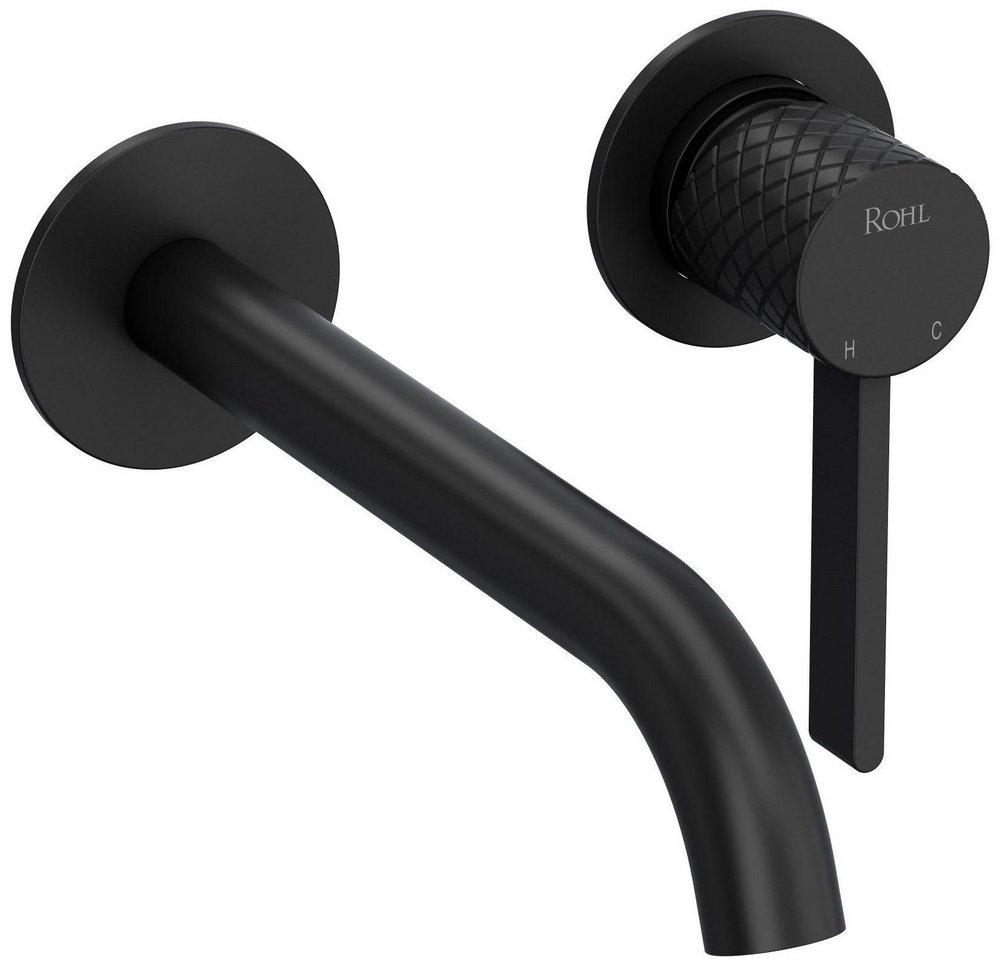 ROHL&reg; Matte Black Single Handle Wall Mount Widespread Bathroom Sink Faucet 