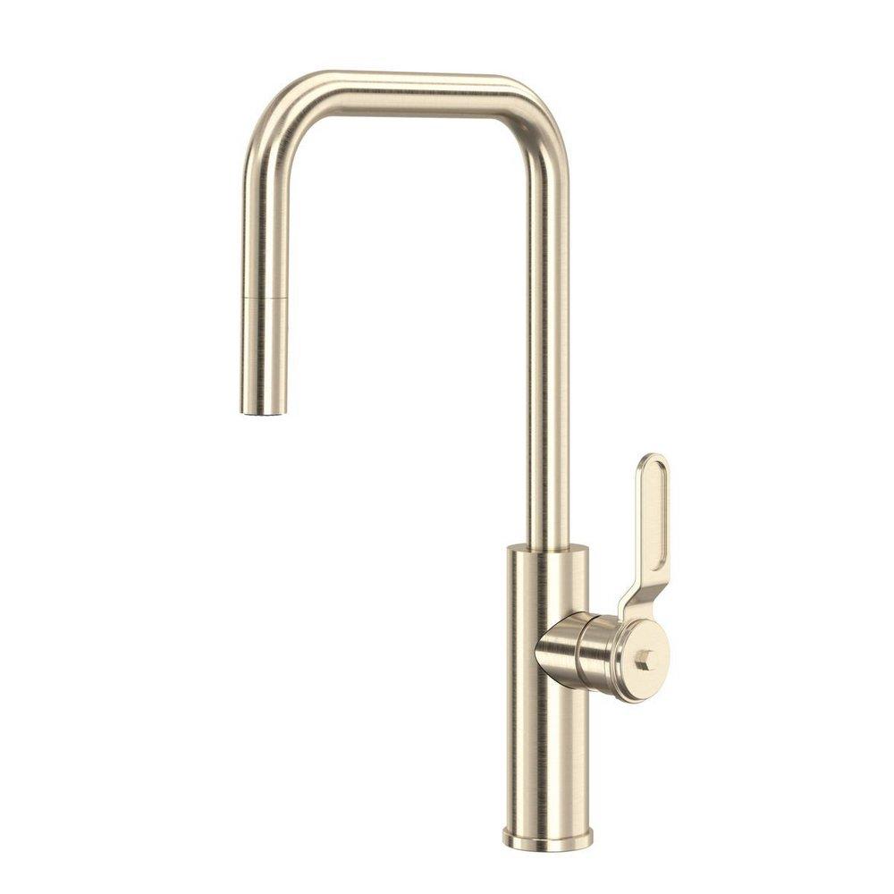 ROHL&reg; Satin Nickel Pull Down and Monoblock Kitchen Faucet 