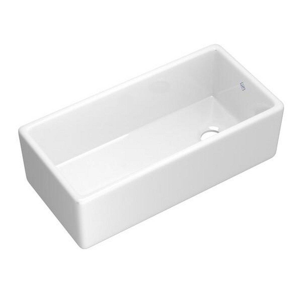 Shaws White 36 x 18 in. No-Hole Fireclay Single Bowl Farmhouse Kitchen Sink 