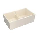 33 x 20 in. 2 Hole Fireclay 2 Bowl Farmhouse Kitchen Sink in Parchment