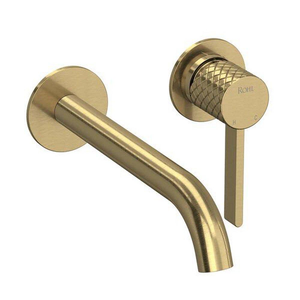 ROHL&reg; Antique Gold Single Handle Wall Mount Widespread Bathroom Sink Faucet 