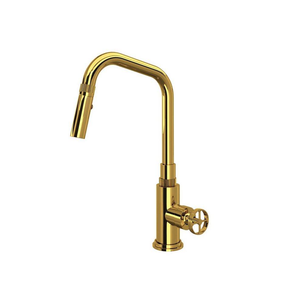 ROHL&reg; Unlacquered Brass Pull Down Kitchen Faucet 