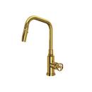 Single Handle Pull Down Kitchen Faucet in Unlacquered Brass