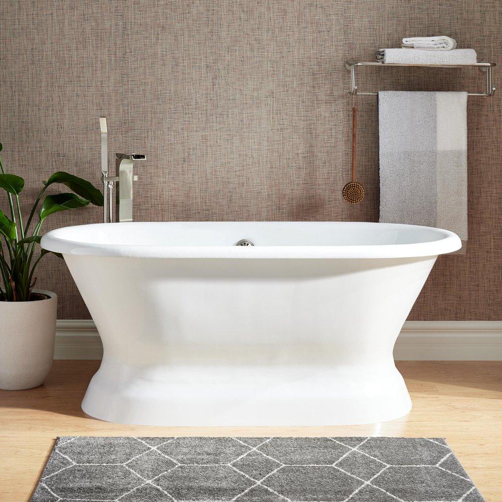 Signature Hardware White 60 x 30 in. Freestanding Bathtub with Offset Drain 