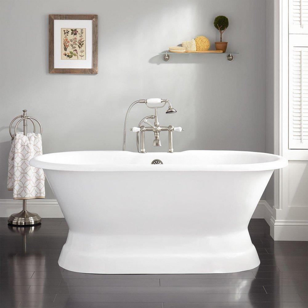 Signature Hardware White 66 x 31 in. Freestanding Bathtub with Offset Drain 