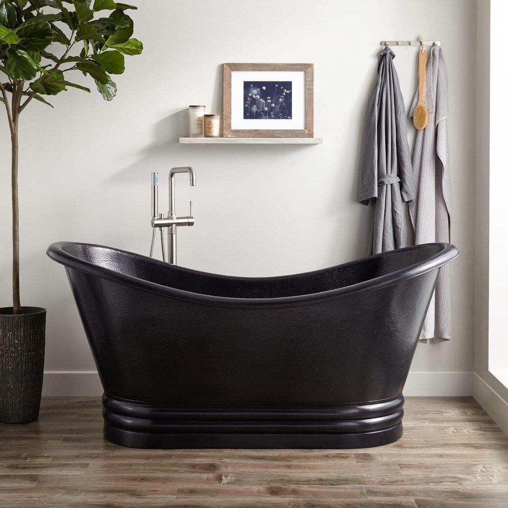Signature Hardware Antique Black 71 x 33-3/4 in. Freestanding Bathtub with Center Drain 