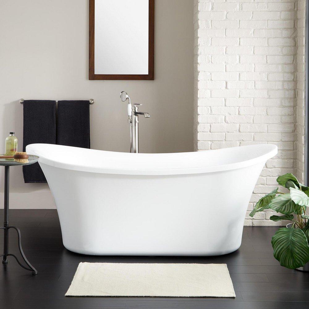 Signature Hardware White 67 x 31-1/4 in. Freestanding Bathtub with Center Drain 