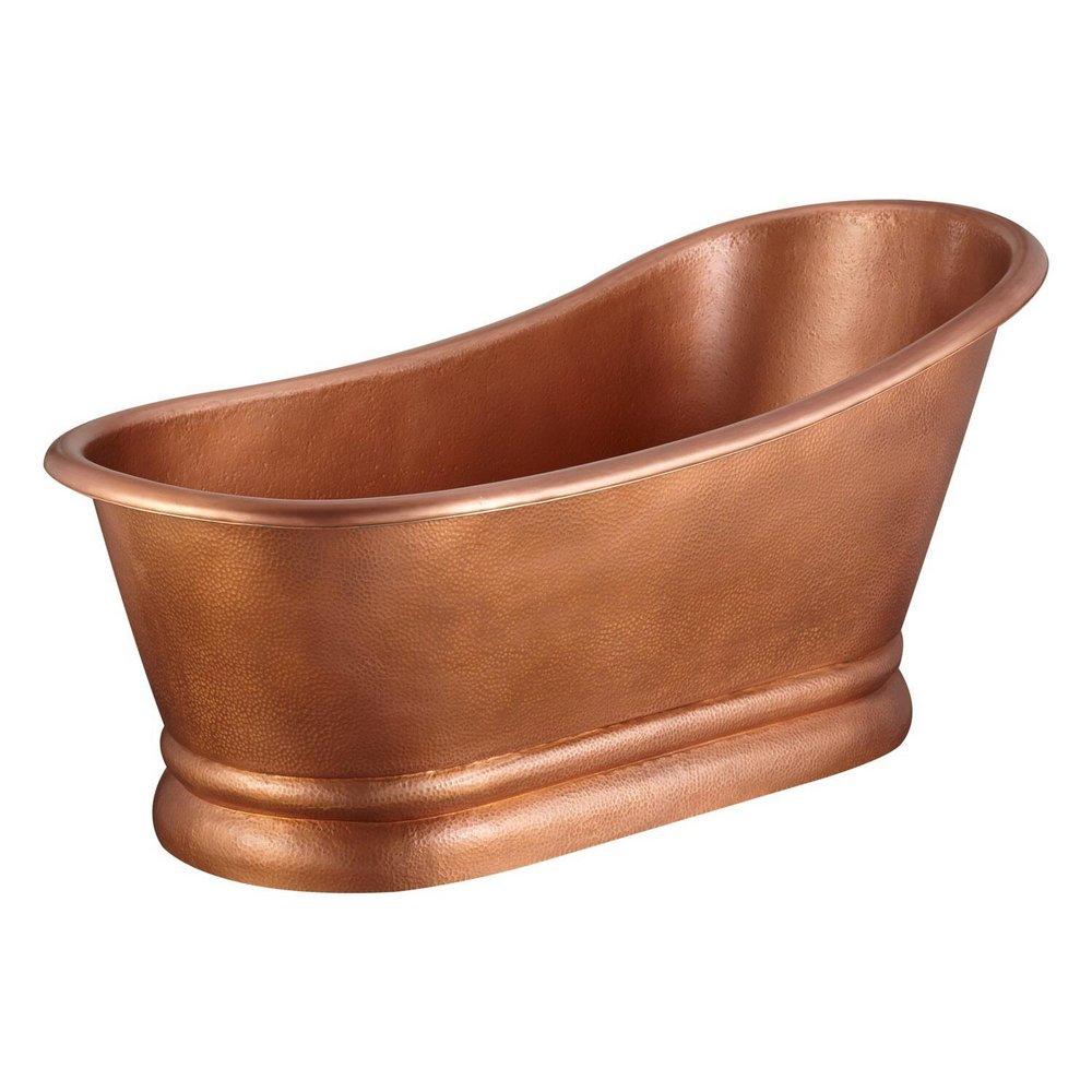 Signature Hardware Antique Copper Patina 59 x 31 in. Freestanding Bathtub with End Drain 