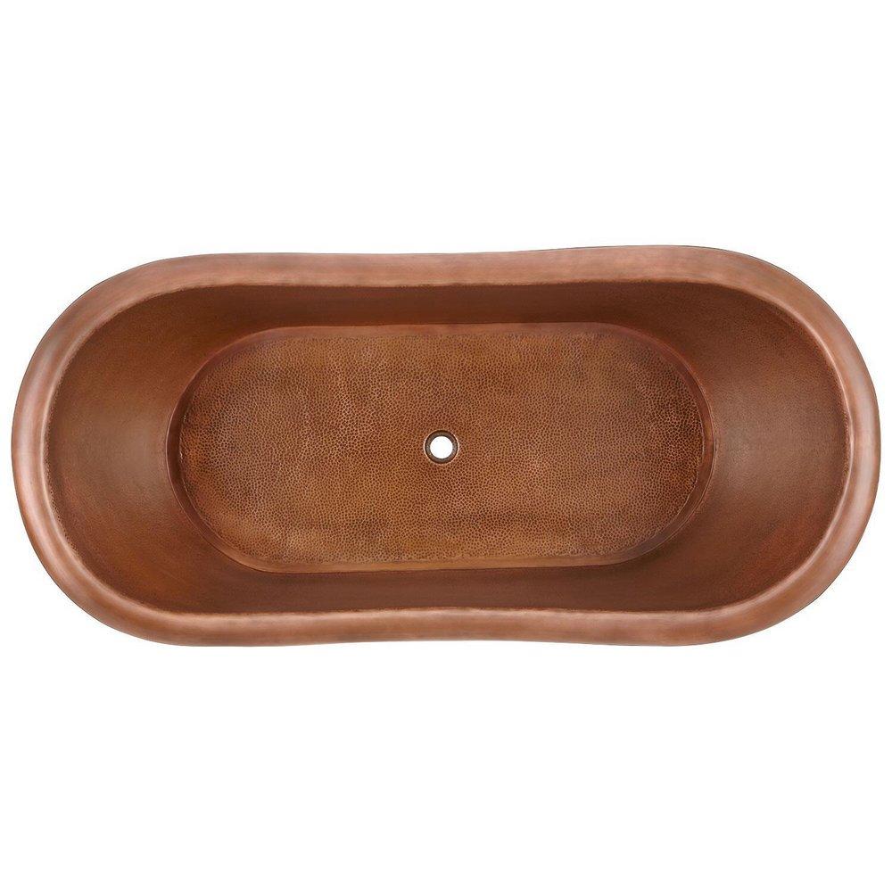 Signature Hardware Antique Copper Patina 72 x 33 in. Freestanding Bathtub with Center Drain 