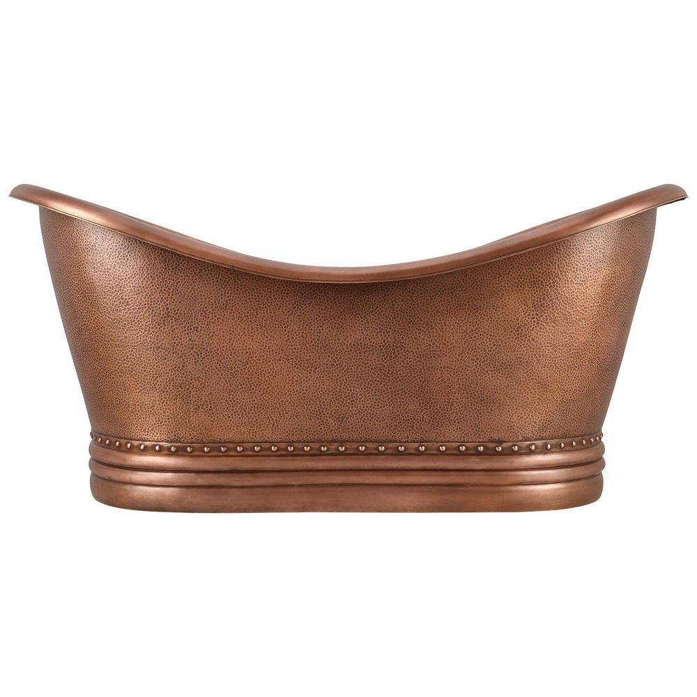 Signature Hardware Antique Copper Patina 72 x 33 in. Freestanding Bathtub with Center Drain 