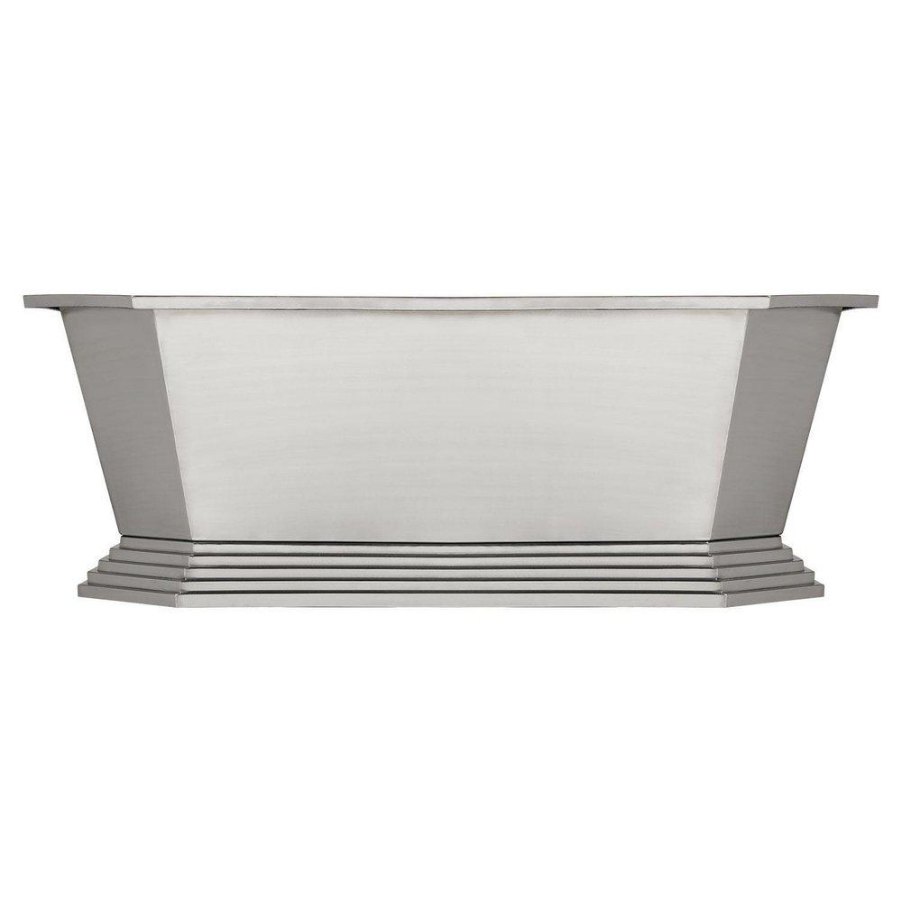 Signature Hardware Stainless Steel 66 x 34-1/2 in. Freestanding Bathtub with Center Drain 