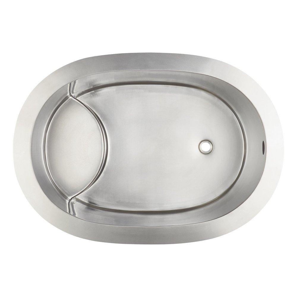 Signature Hardware Stainless Steel 48 x 33-1/2 in. Freestanding Bathtub with Center Drain 
