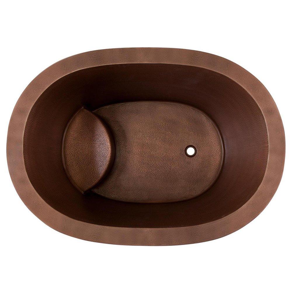 Signature Hardware Antique Copper Patina 48 x 33-1/2 in. Freestanding Bathtub with End Drain 