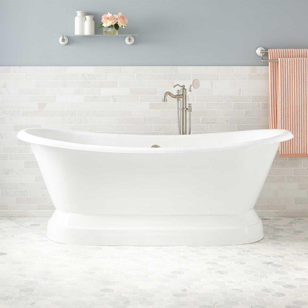 Signature Hardware White 71 x 31-1/4 in. Freestanding Bathtub with Offset Drain 