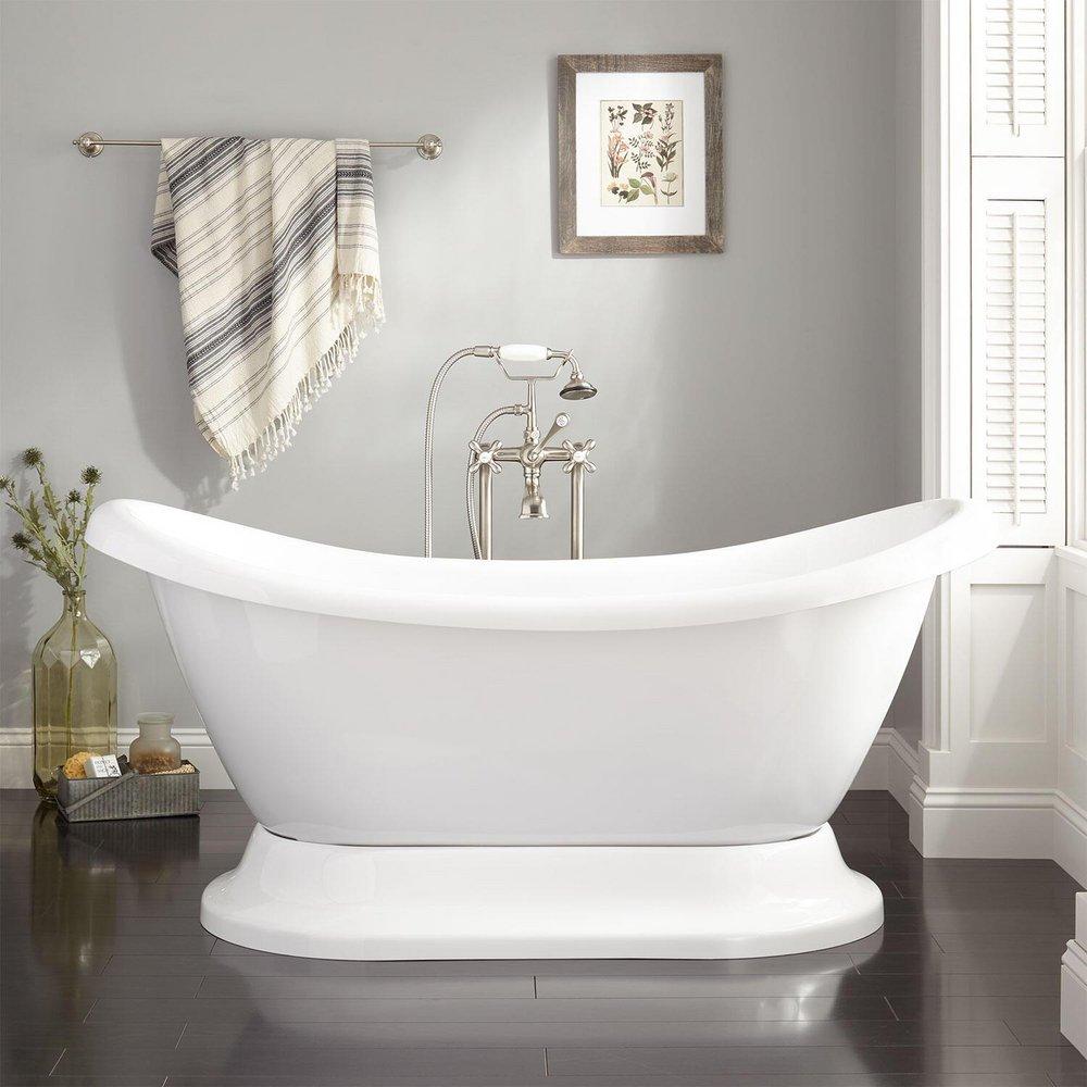 Signature Hardware White 69 x 29 in. Freestanding Bathtub with Offset Drain 