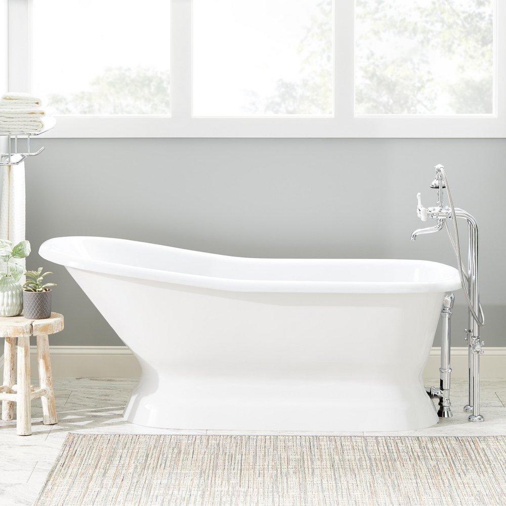 Signature Hardware White 66 x 30 in. Freestanding Bathtub with End Drain 