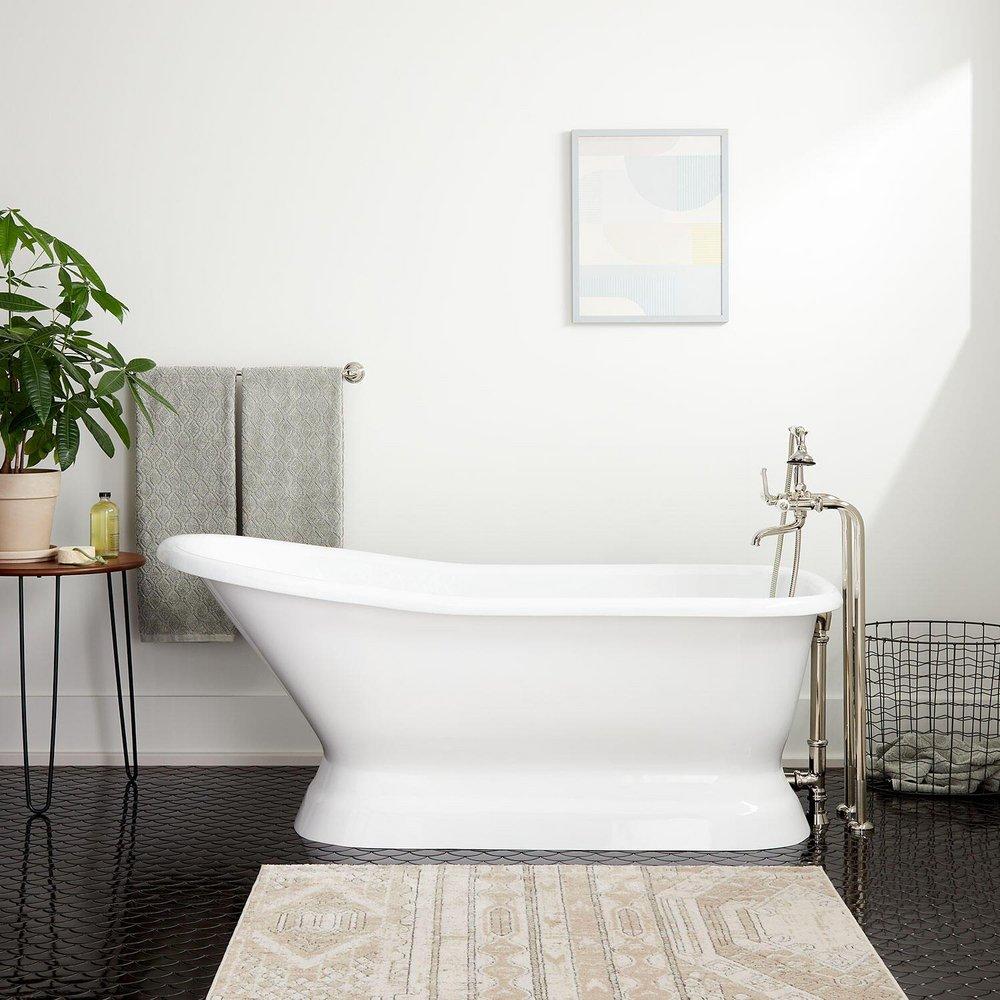 Signature Hardware White 66 x 30 in. Freestanding Bathtub with End Drain 