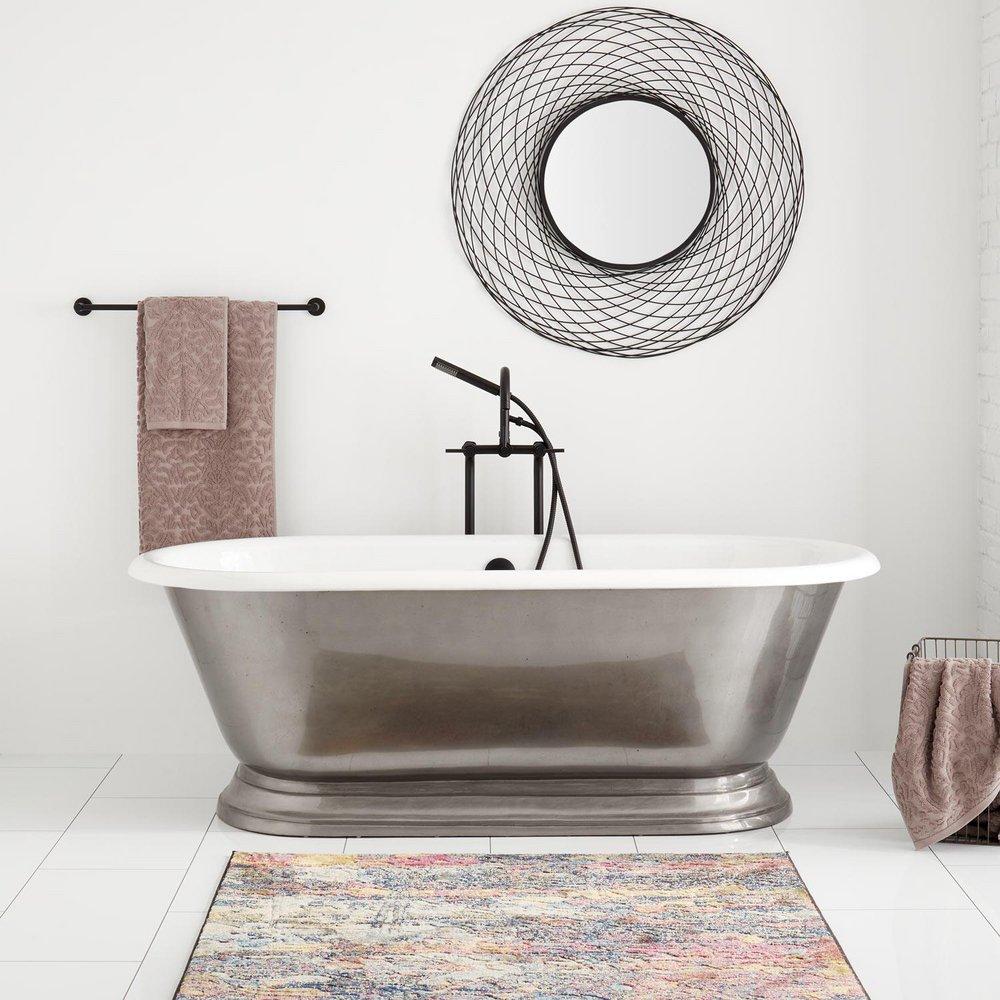 Signature Hardware Antique Pewter 69-1/2 x 32 in. Freestanding Bathtub 