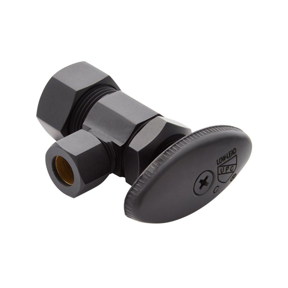 Signature Hardware Matte Black 5/8 x 3/8 in. NPT x OD Compression Knob Angle Supply Stop Valve 