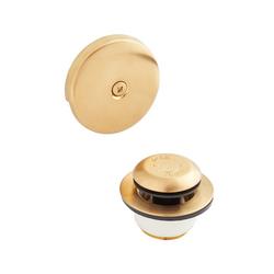 Alcove Tub Pop-Up Drain & Overflow Cover in Brushed Gold