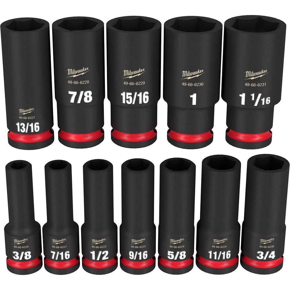 1/2 in. Drive SAE Deep 6 Point Socket 12-Piece Set 