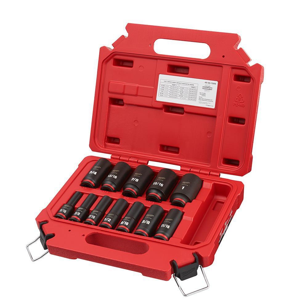3/8 in. Drive SAE Deep 6 Point Socket 12-Piece Set 