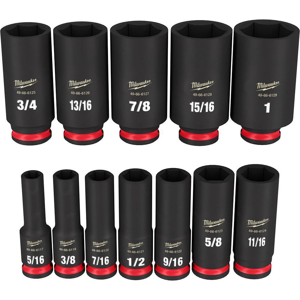 3/8 in. Drive SAE Deep 6 Point Socket 12-Piece Set 