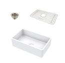 Thompson Gloss White 30 x 18 in. No-Hole Fireclay Single Bowl Farmhouse Kitchen Sink 