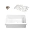 Thompson Gloss White 33 x 18 in. No-Hole Fireclay Single Bowl Farmhouse Kitchen Sink 