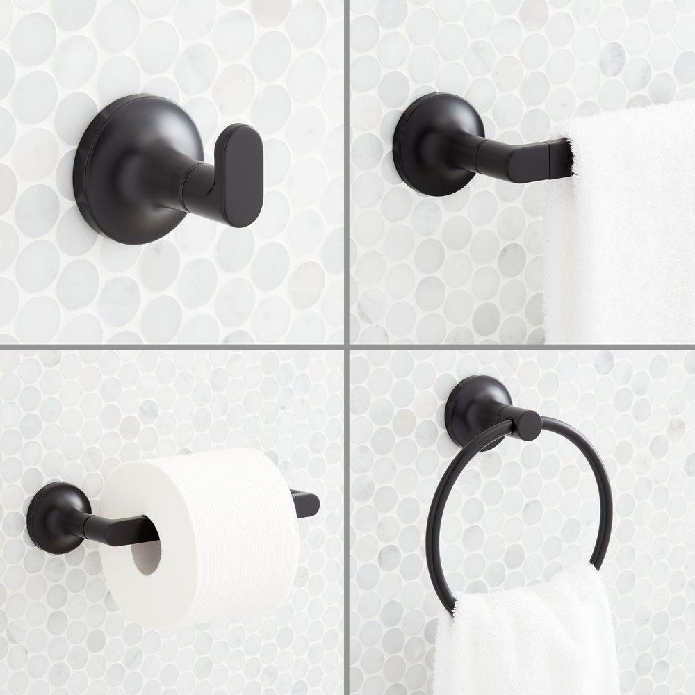 Signature Hardware Matte Black 4-Piece Lavatory Accessory Set 