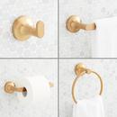 4 Piece Bathroom Accessory Set with Towel Bar, Towel Ring, Toilet Tissue Holder and Robe Hook in Brushed Gold