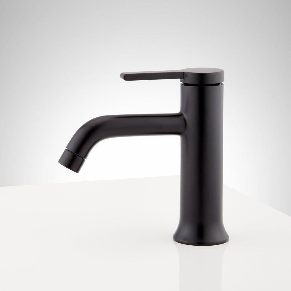 Signature Hardware Matte Black Single Handle Monoblock Bathroom Sink Faucet 