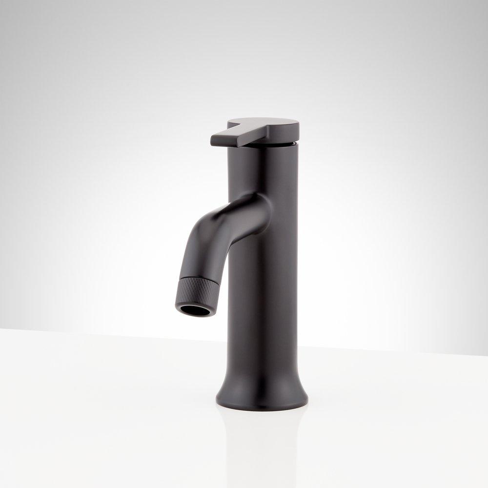 Signature Hardware Matte Black Single Handle Monoblock Bathroom Sink Faucet 
