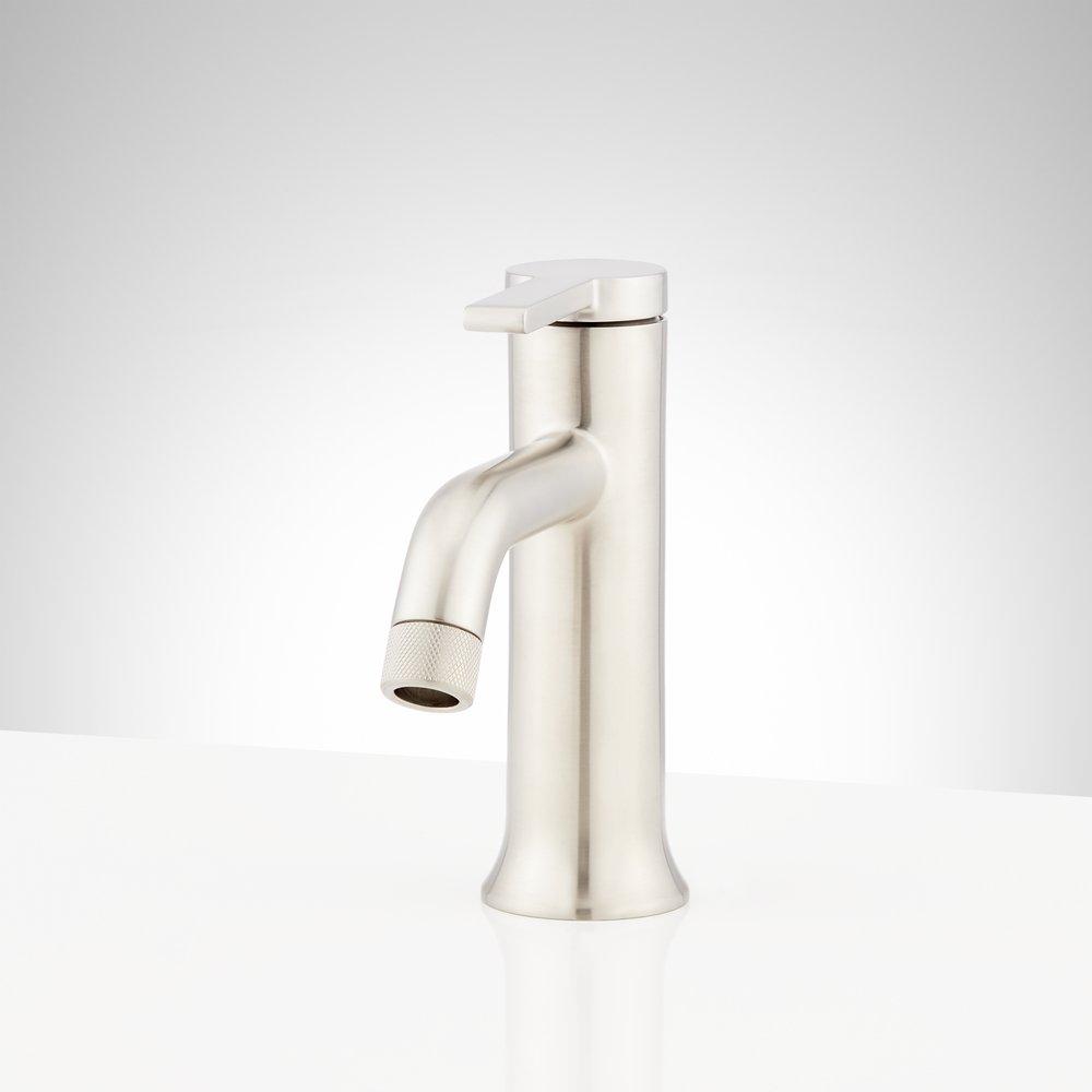 Signature Hardware Brushed Nickel Single Handle Monoblock Bathroom Sink Faucet 