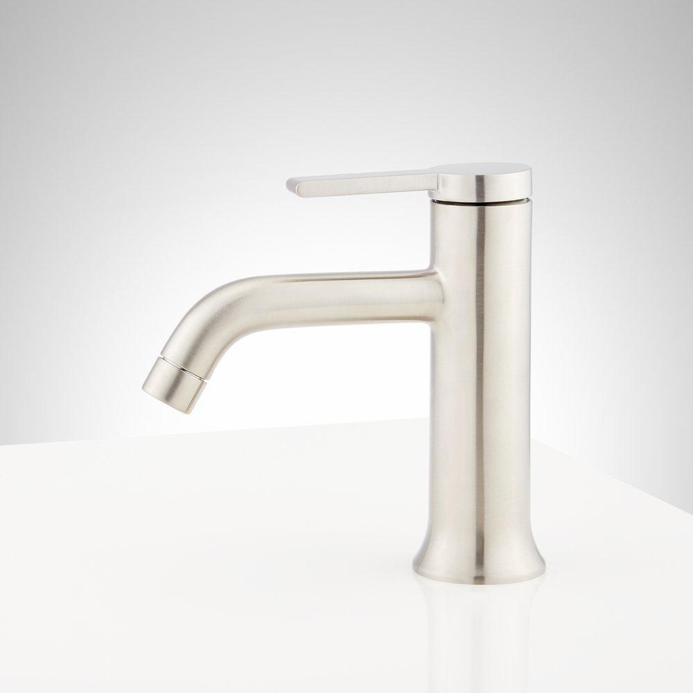 Signature Hardware Brushed Nickel Single Handle Monoblock Bathroom Sink Faucet 