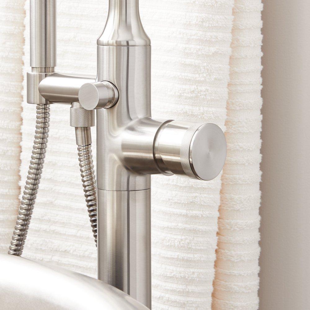 Signature Hardware Brushed Nickel Single Handle Knob Floor Mount Filler 