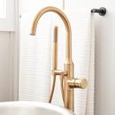 Signature Hardware Brushed Gold Single Handle Knob Floor Mount Filler (Trim Only) 