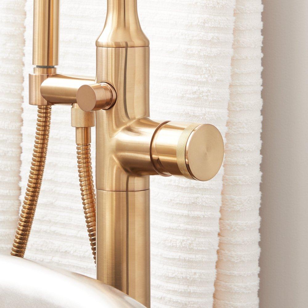 Signature Hardware Brushed Gold Single Handle Knob Floor Mount Filler 