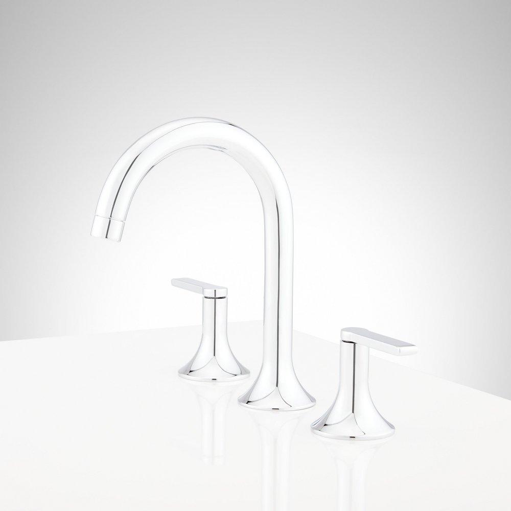 Signature Hardware Chrome Two Handle Widespread Bathroom Sink Faucet 