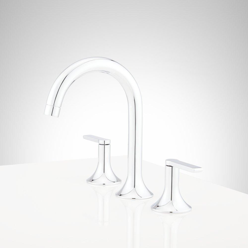 Signature Hardware Chrome Two Handle Widespread Bathroom Sink Faucet 