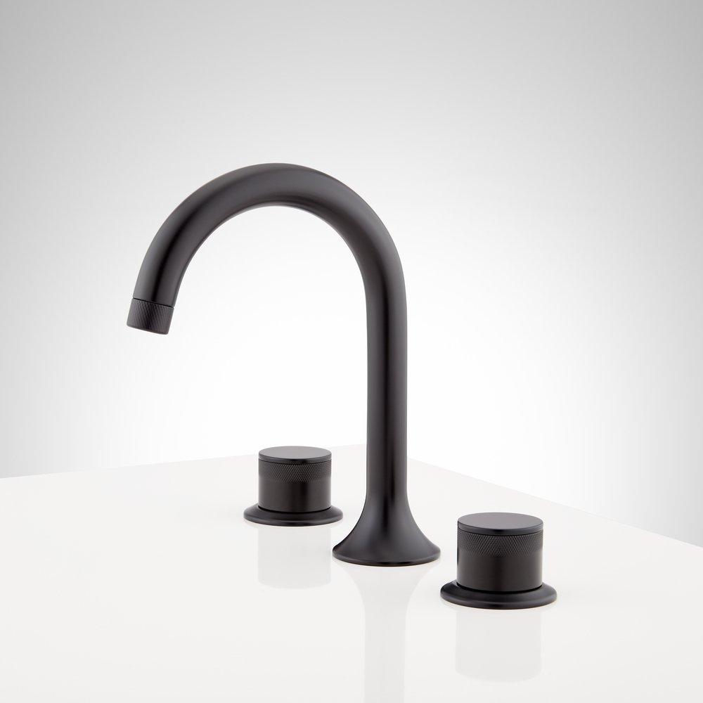 Signature Hardware Matte Black Two Handle Widespread Bathroom Sink Faucet 
