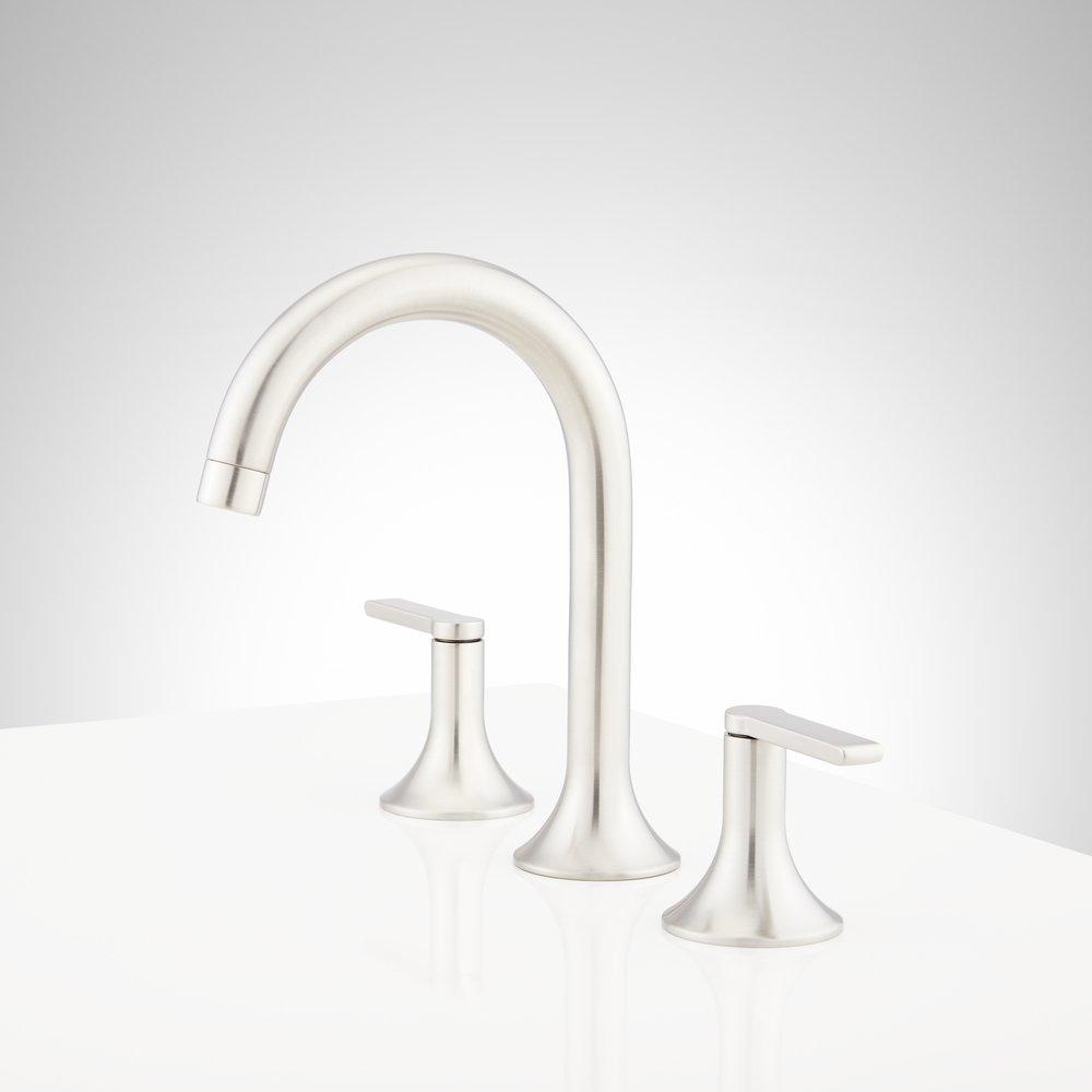 Signature Hardware Brushed Nickel Two Handle Widespread Bathroom Sink Faucet 